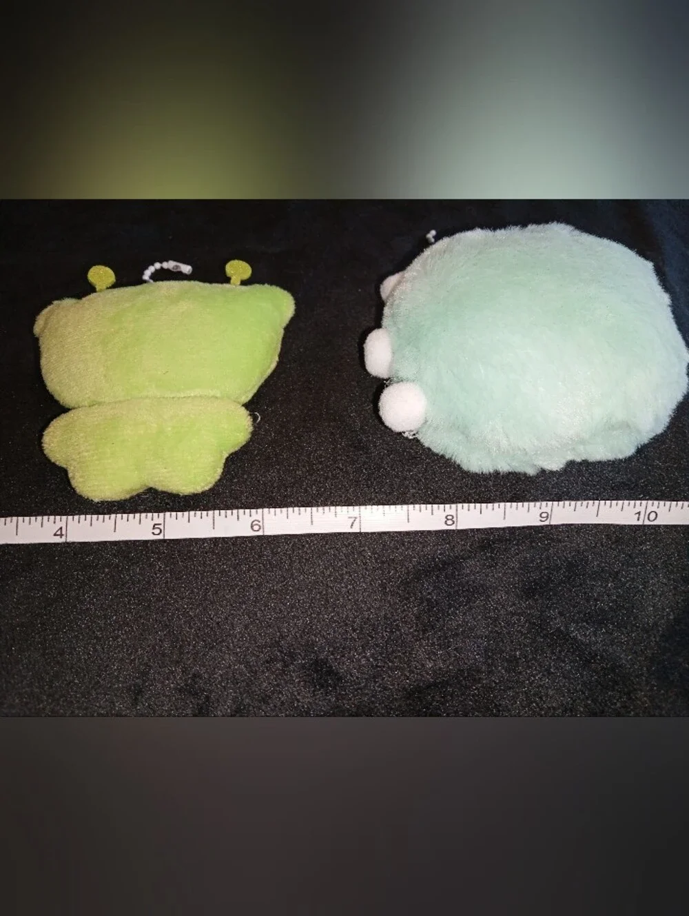 Cute Keychains Plush Pair - Green Mini Alien Cat & Mint Monster